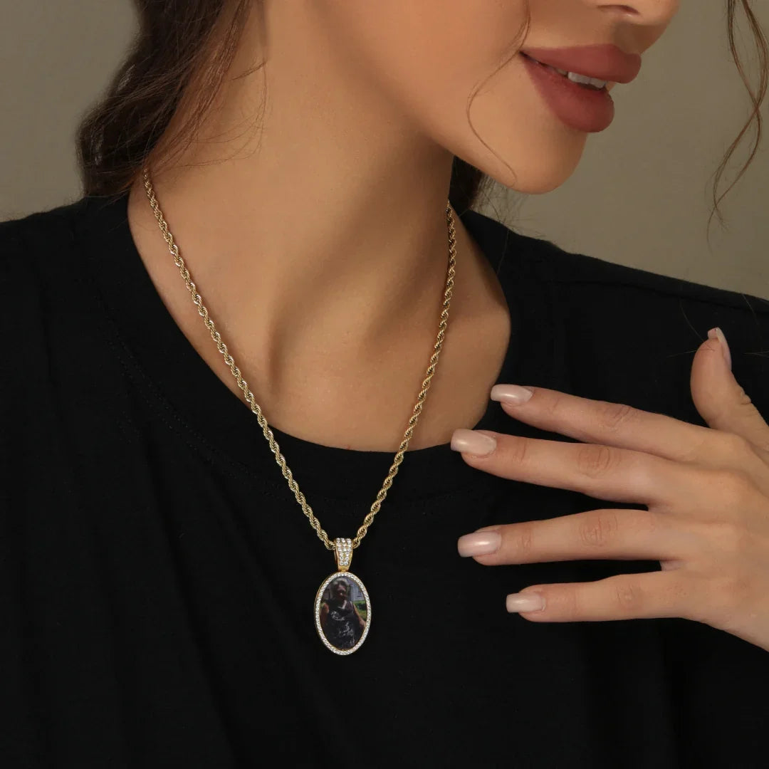 Iced Photo Pendant W Rope Chain - Image 11