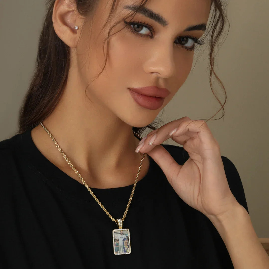 Iced Photo Pendant W Rope Chain - Image 6